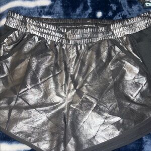 Metallic Silver Women's  Under Armour Shorts EUC Size Small